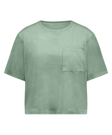 Top Velours Pocket, Green