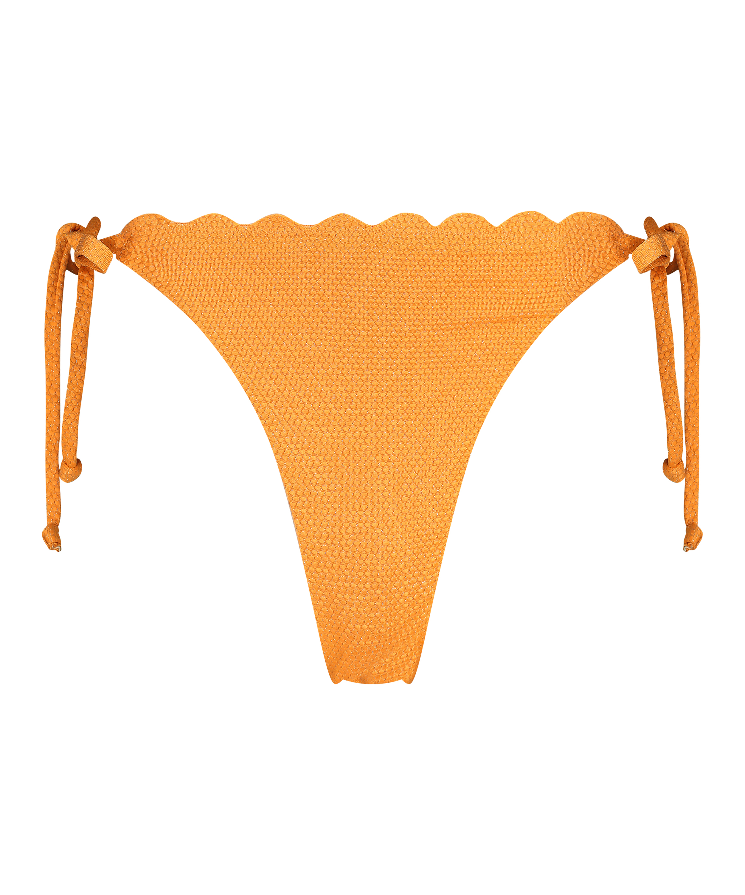 Scallop Lurex Cheeky Tanga Bikini Bottoms, Orange, main