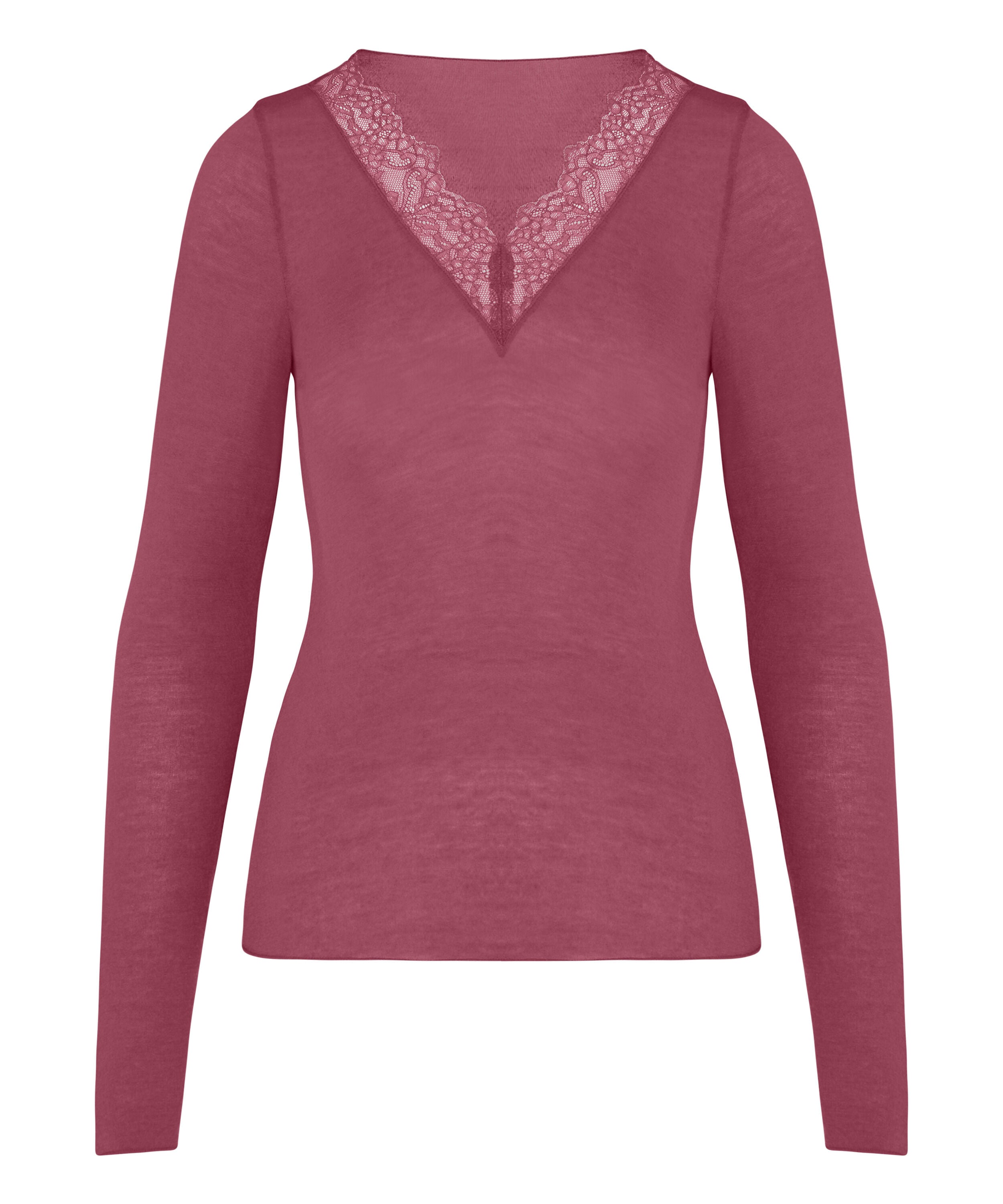 super soft Lace V-Neck shirt with Cashmere, Purple