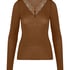 super soft Lace V-Neck Shirt with Cashmere, Brown