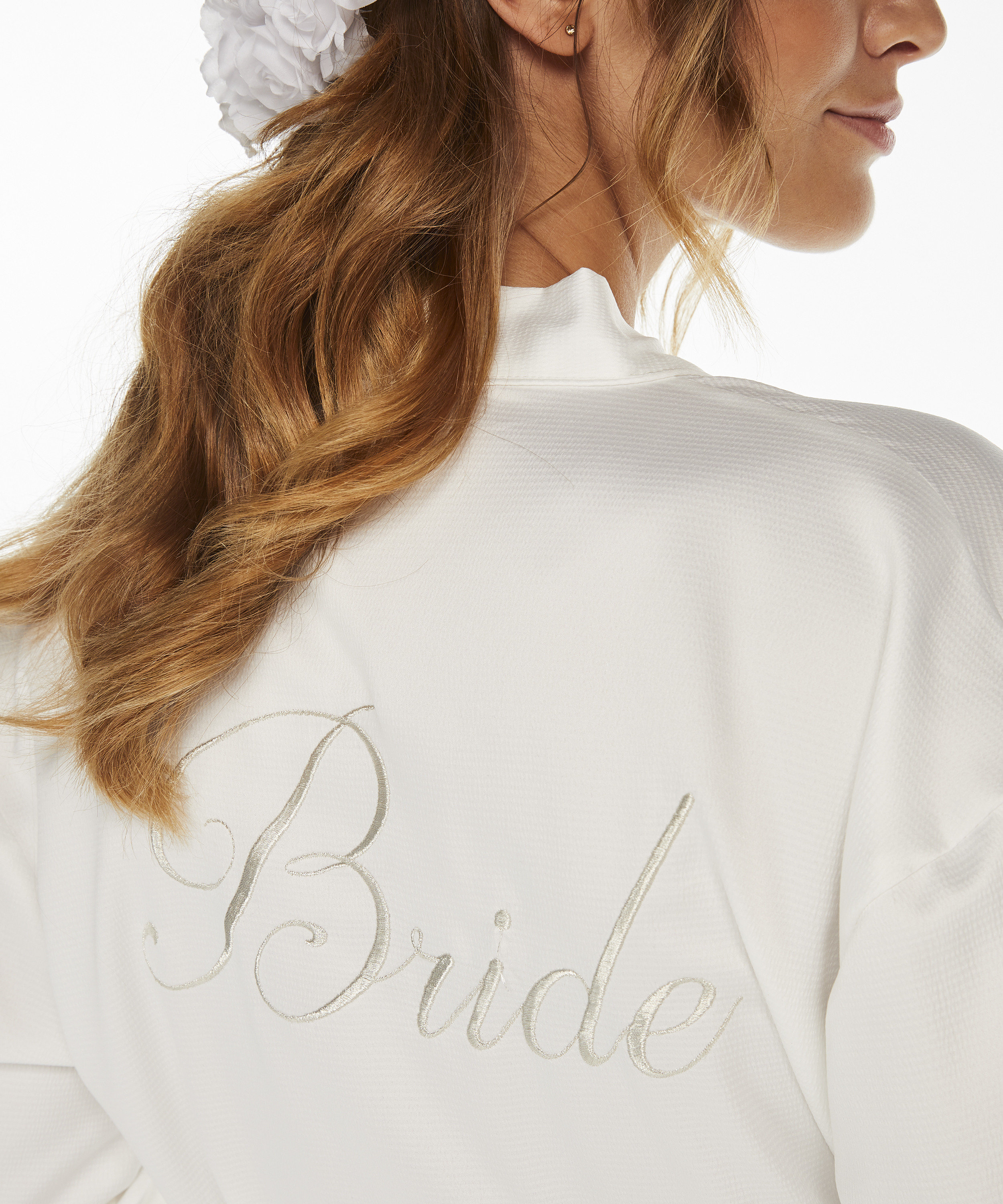 Satin Kimono Bridal, White, main