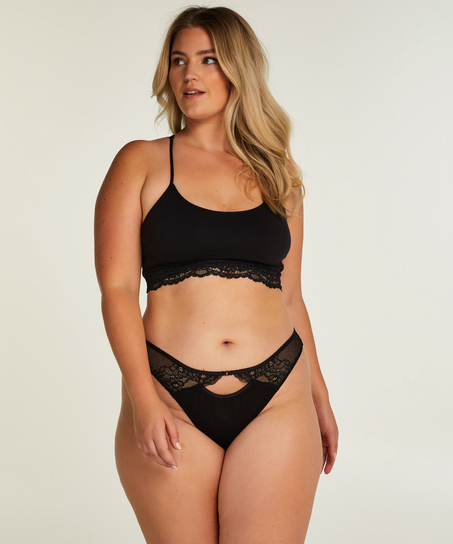 Katie High Leg Thong, Black