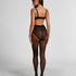 Tights 30 Denier geometric print, Black