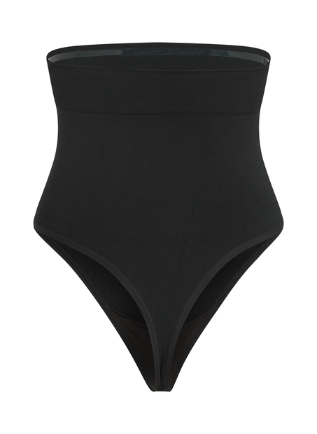 Seamless Enhancing High Waisted Thong, Black
