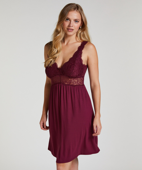 Nora Lace Slip Dress, Purple