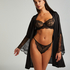 Lace Satin Kimono, Black