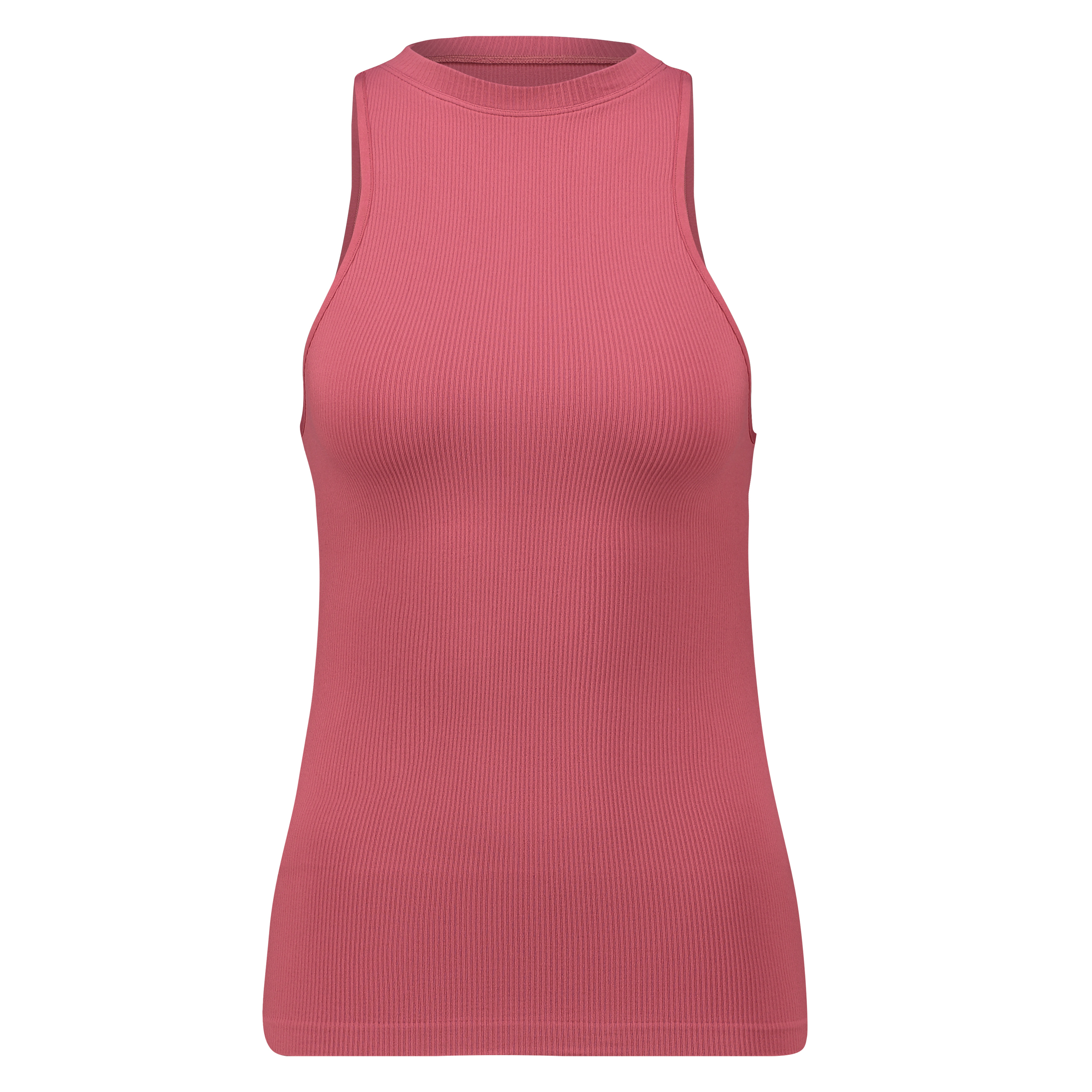 Seamless high neck rib top, Pink, main