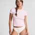 Ribbed Crew Neck Short-Sleeved Pyjama Top, Pink