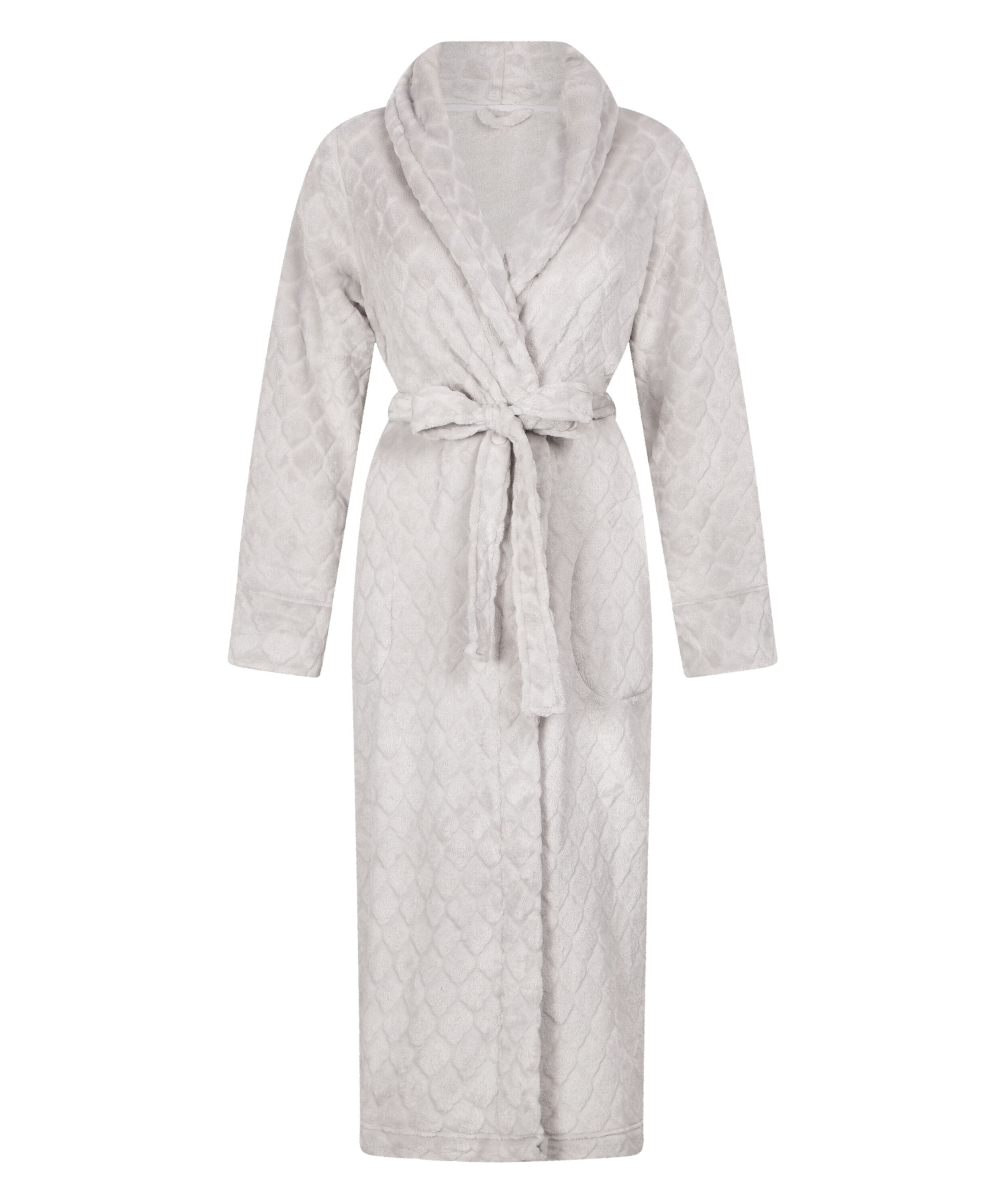 Long Fleece Bathrobe, Gray