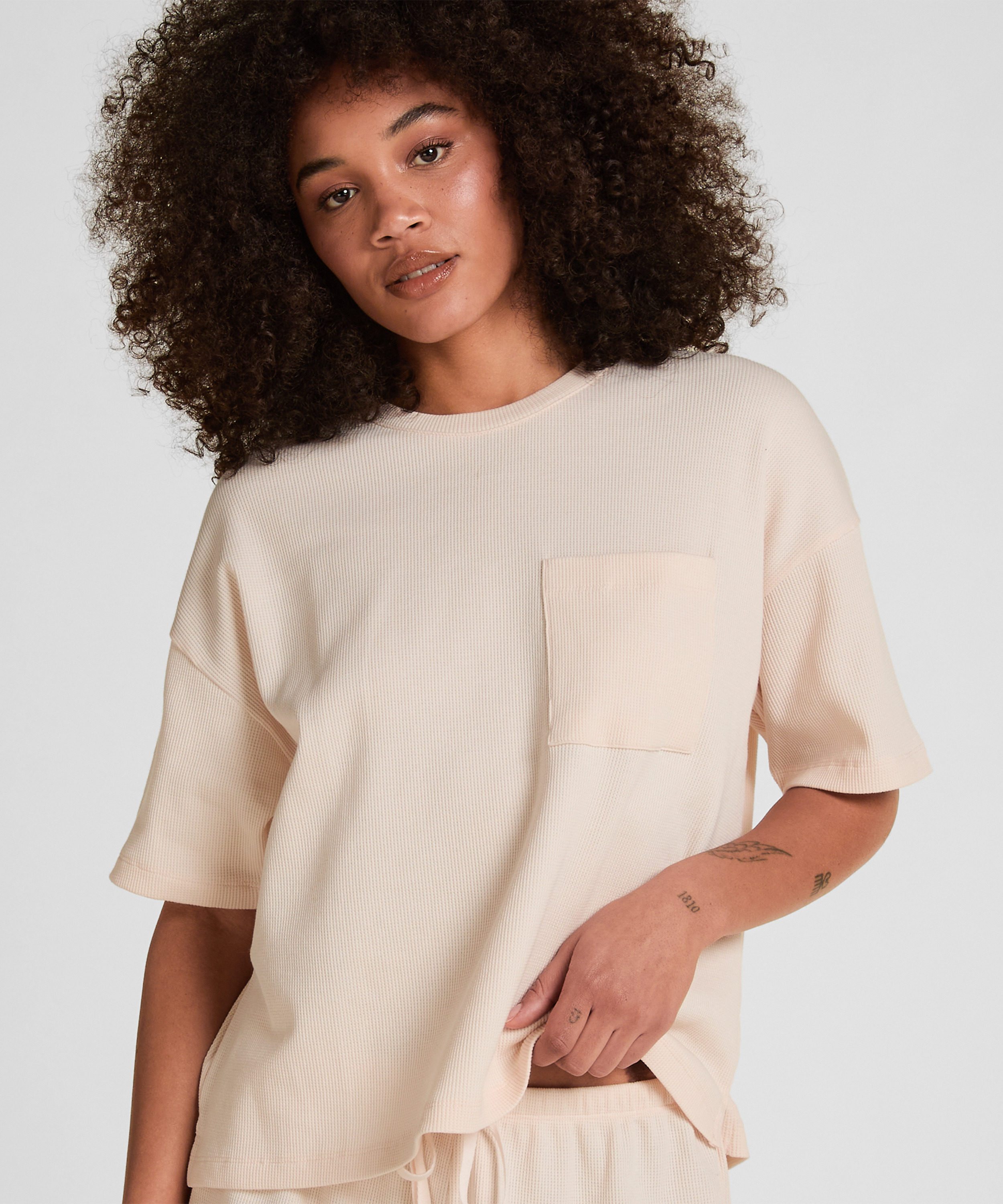 Pyjama Top Waffle, Pink, main