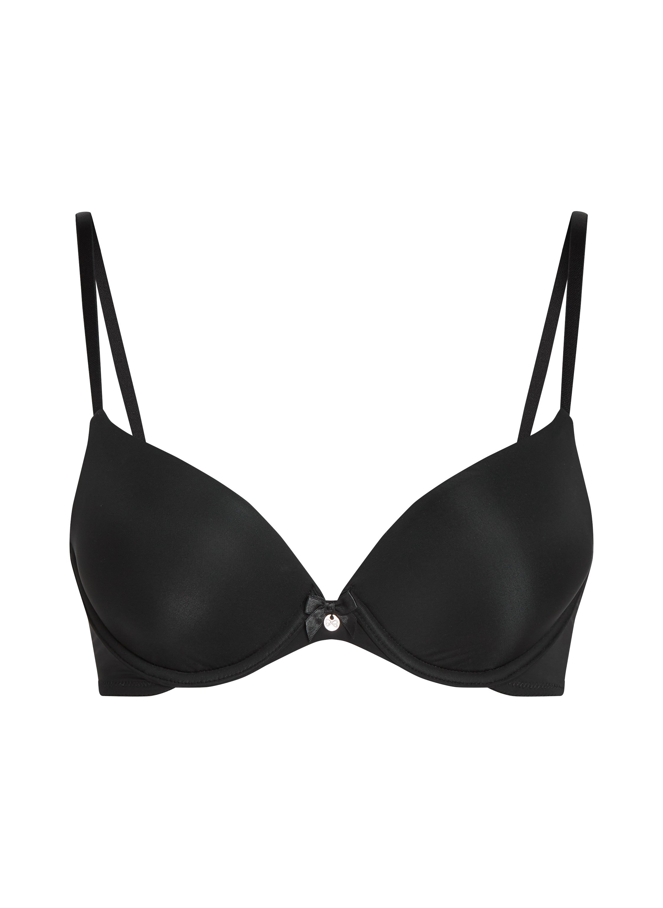 Plunge Padded Underwired Bra, Black, main