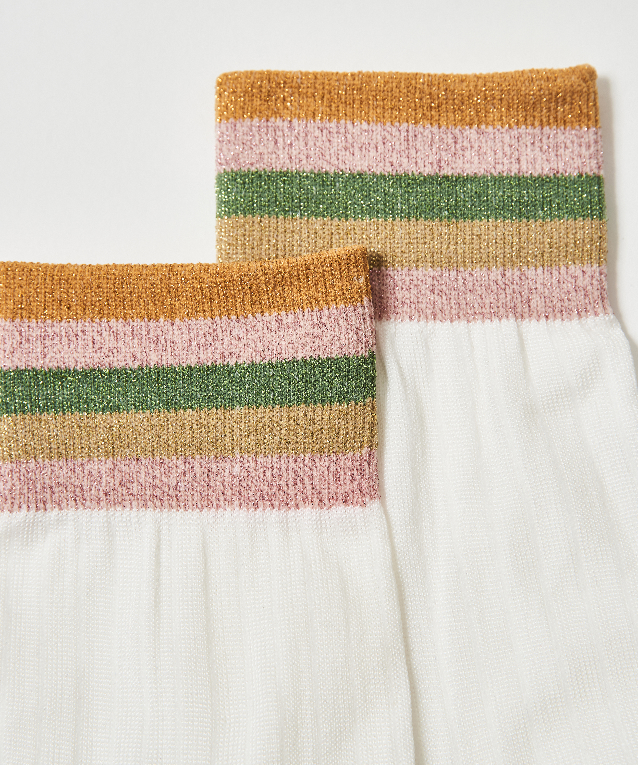 Rib lurex top socks, White, main
