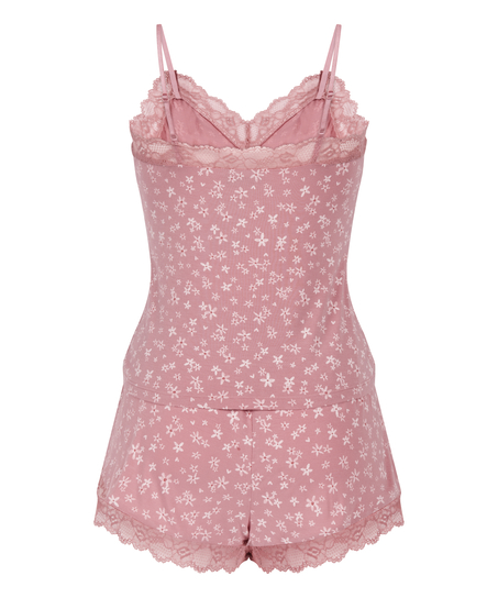 Lace Jersey  Pyjama Set, Pink
