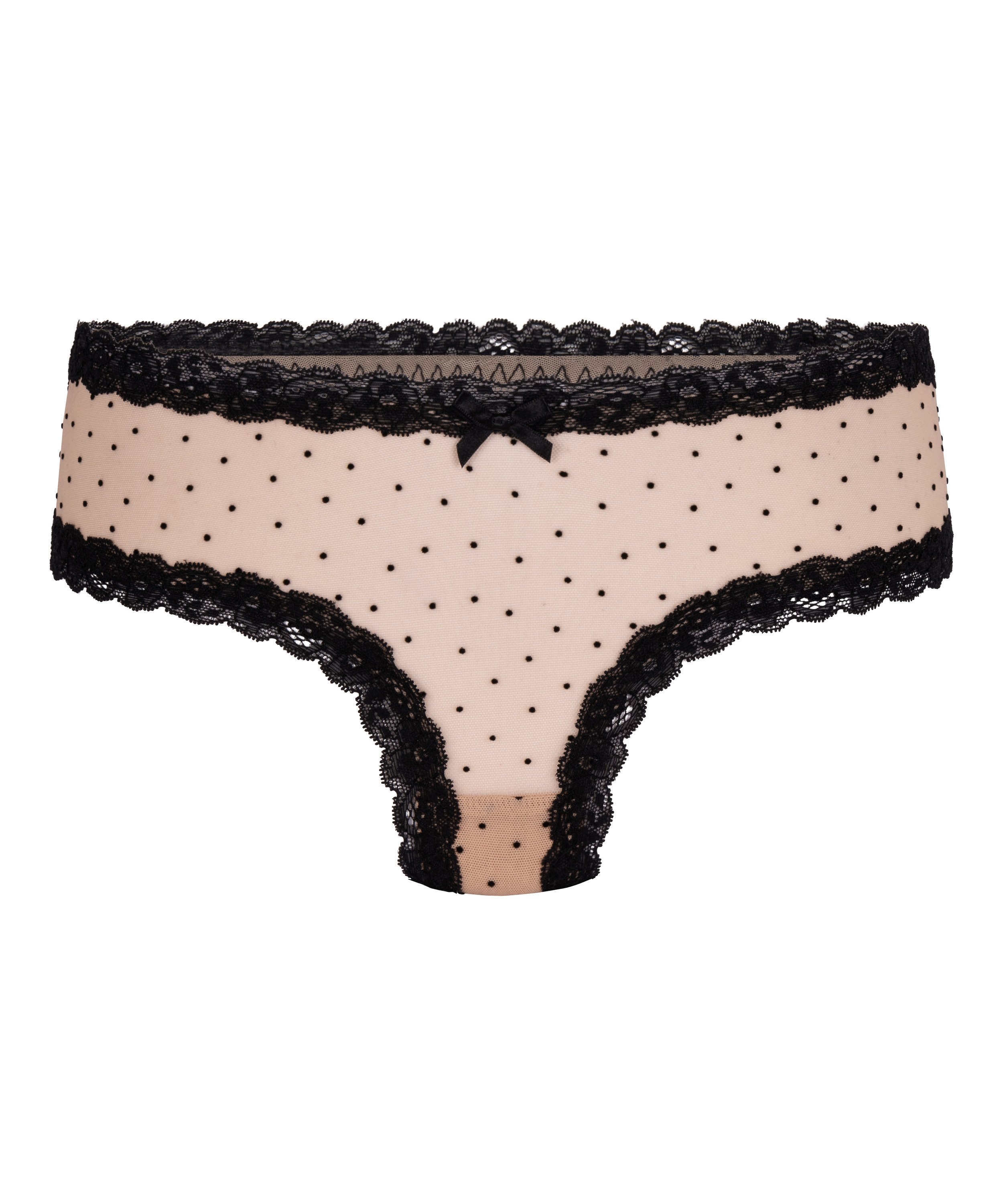 V-shaped Brazilian knickers mesh, Brown, main