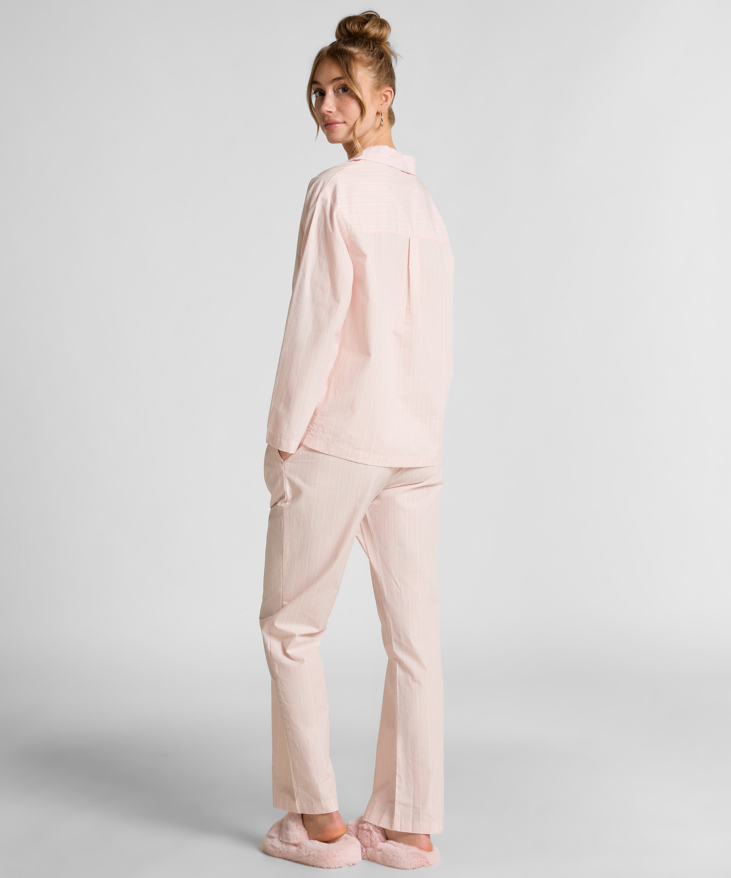 Poplin Cotton Pyjama Top, Pink, main