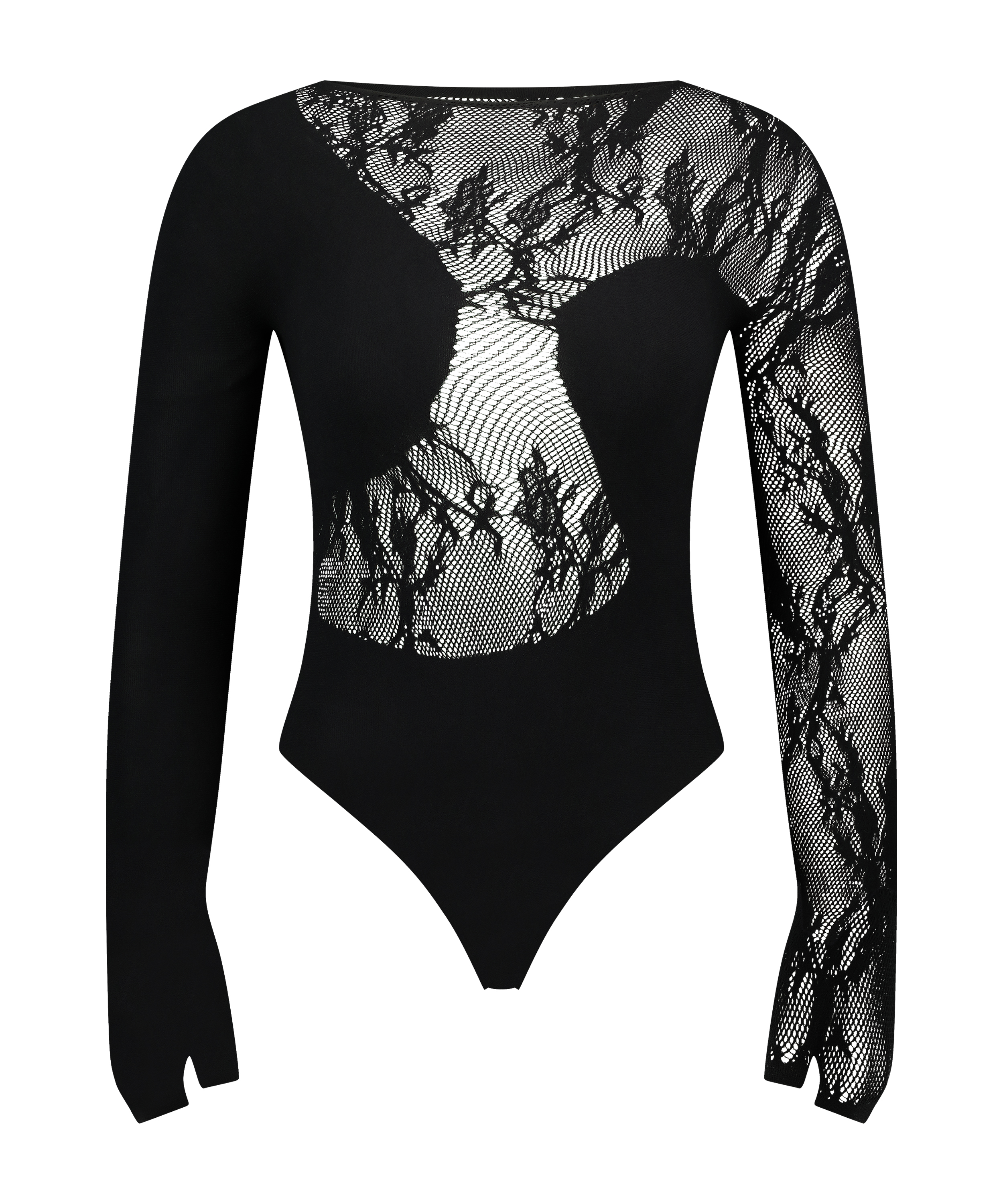 Lace Panels Body, Black, main