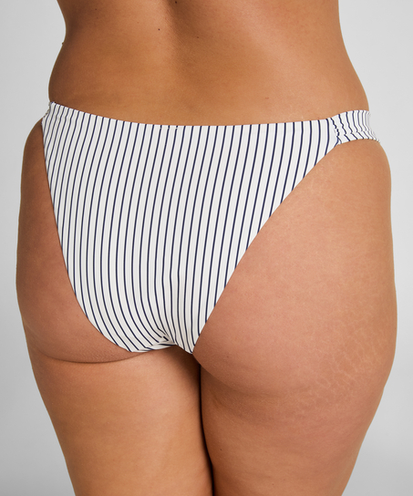 Highleg Bikini Bottom Stripes, White