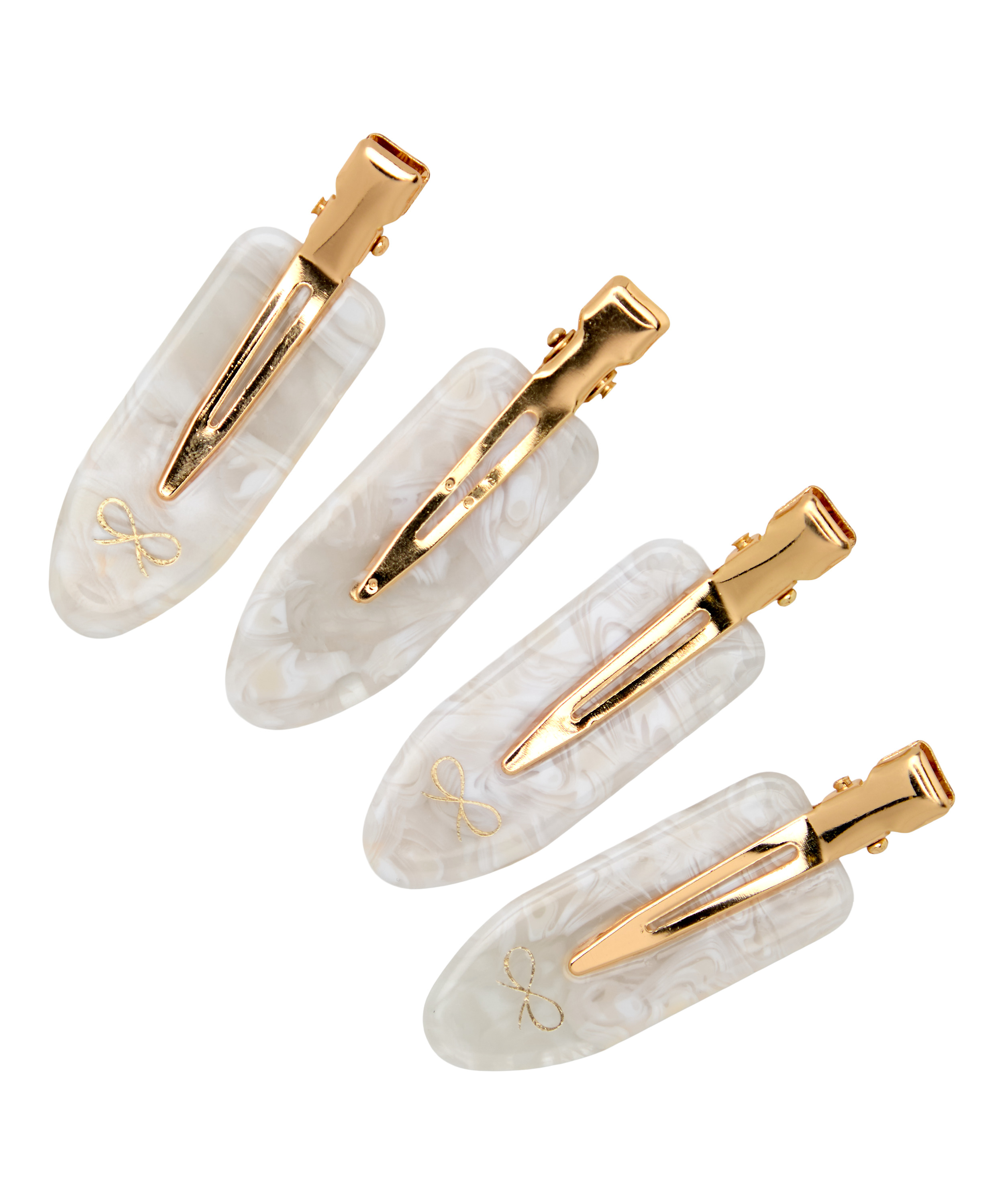 4-Pair Hair Clips, White, main