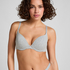 Cotton Padded Underwired Push-Up Bra, Gray