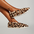Leopard Cosy Ballerina Slippers, Beige