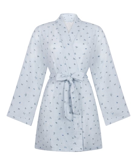 Muslin Robe Short, Blue