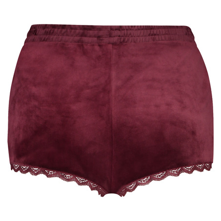 Velvet Lace Shorts, Red