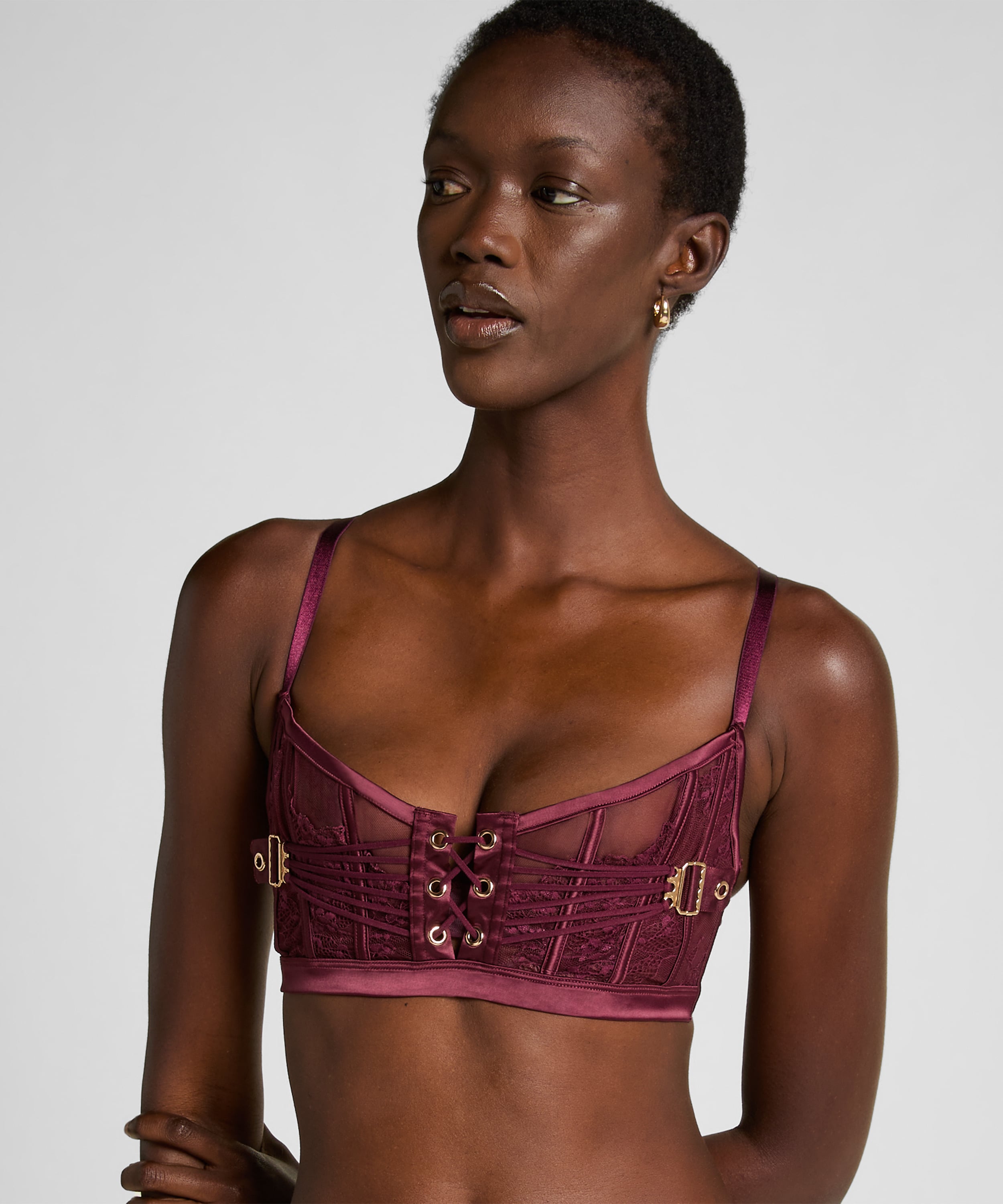 Avela Non-Padded Longline Bra, Red, main