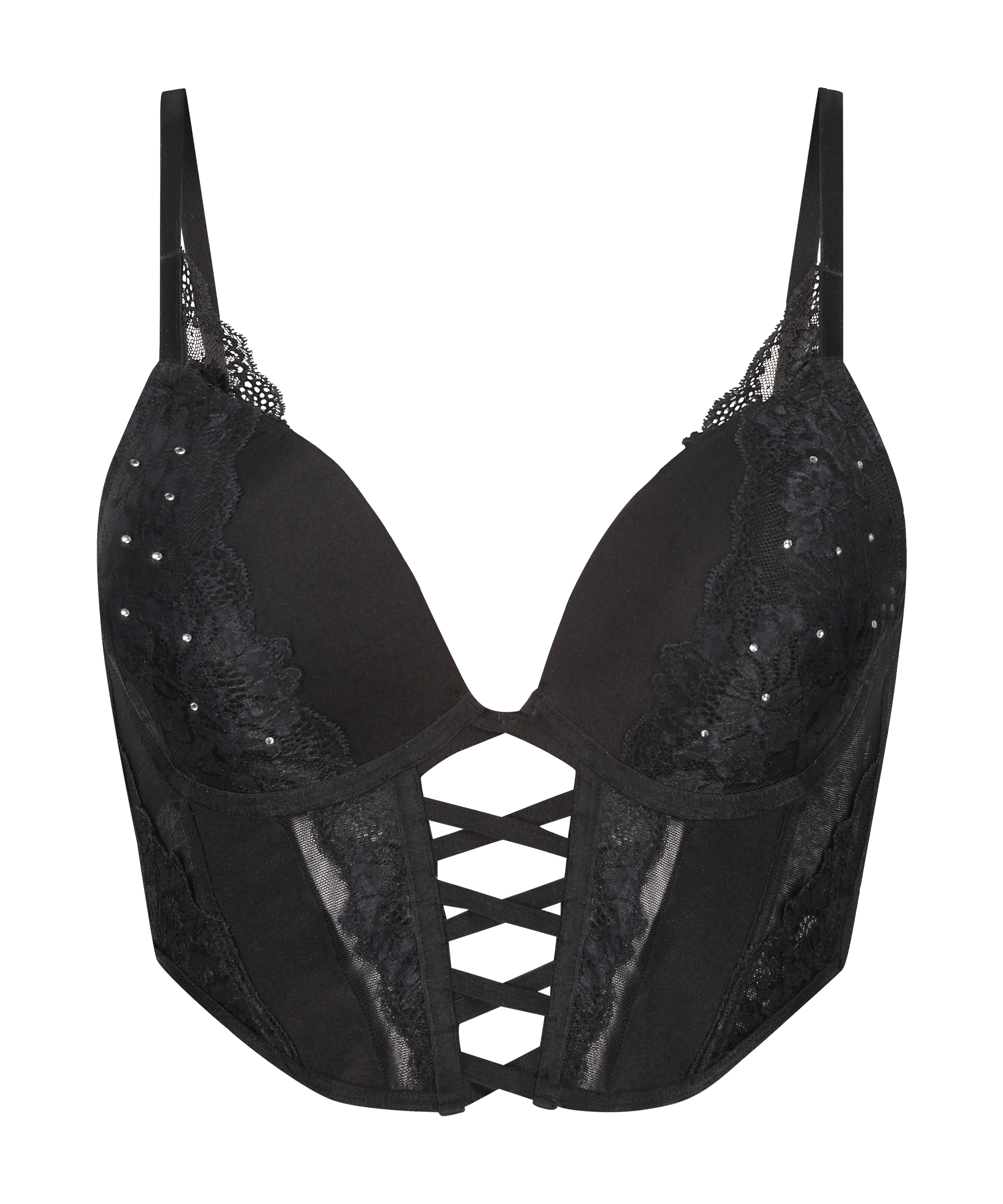 Gigi Padded Underwired Push-Up Bra, Black, main