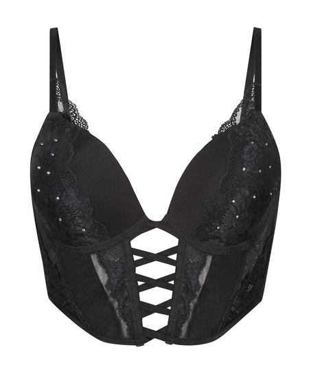 Gigi Padded Underwired Push-Up Bra, Black