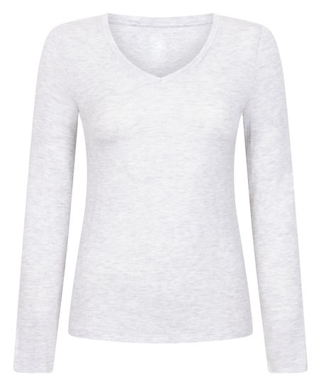 Long-Sleeved Pyjama Top, Gray