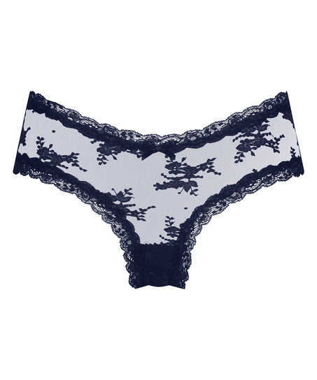 V-shaped Brazilian knickers mesh, Blue