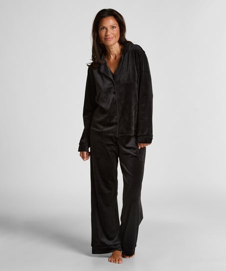 Velours Long-Sleeved Jacket, Black