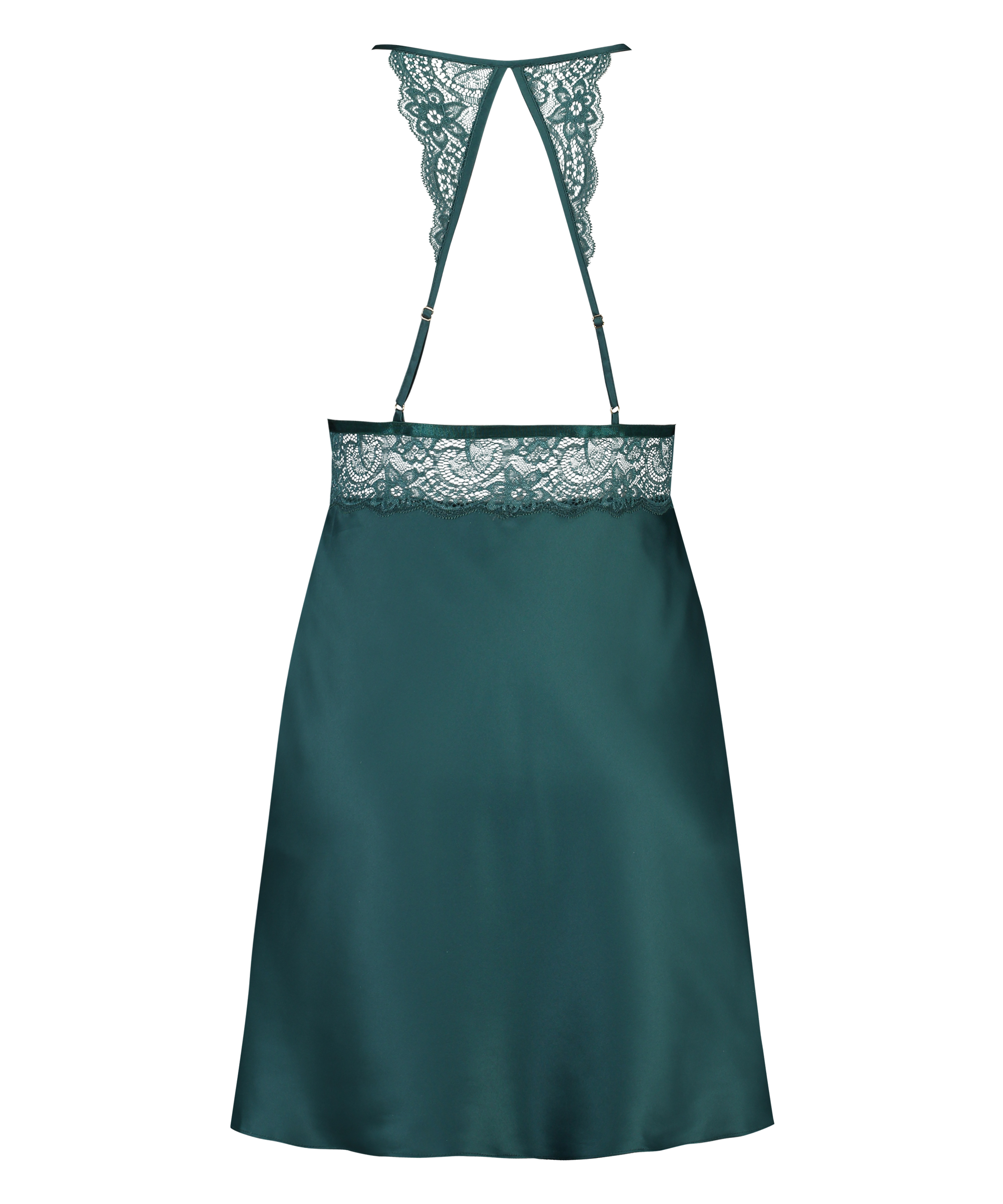 Satin lace slip dress, Blue, main