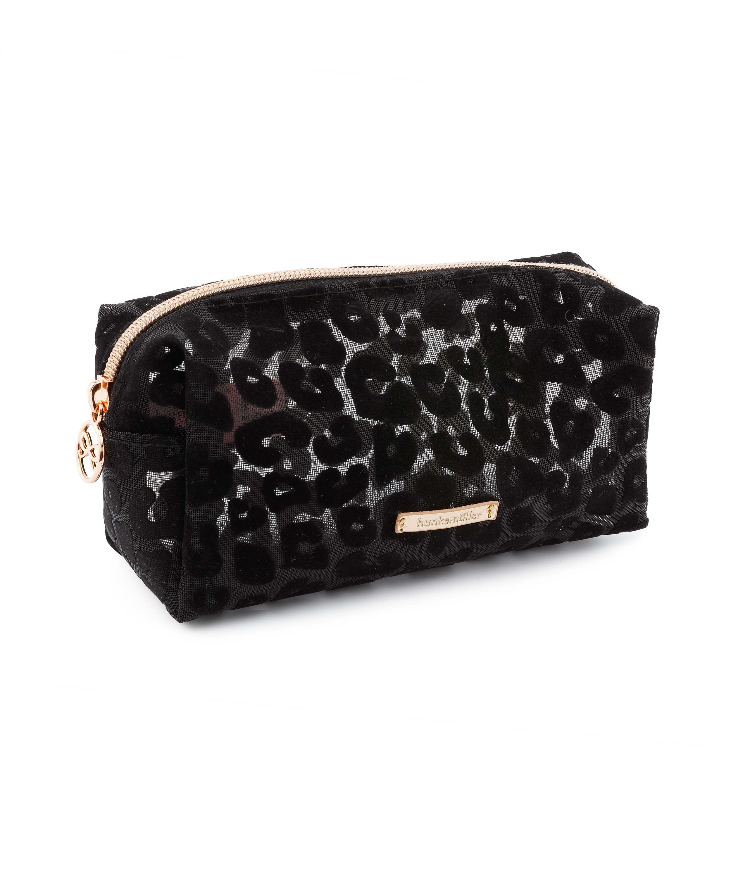 Leopard Mesh Make-Up Bag, Black, main