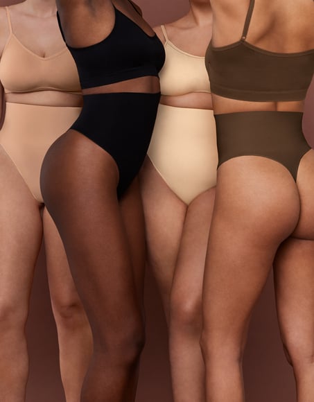 Seamless Enhancing High Waisted Thong, Black