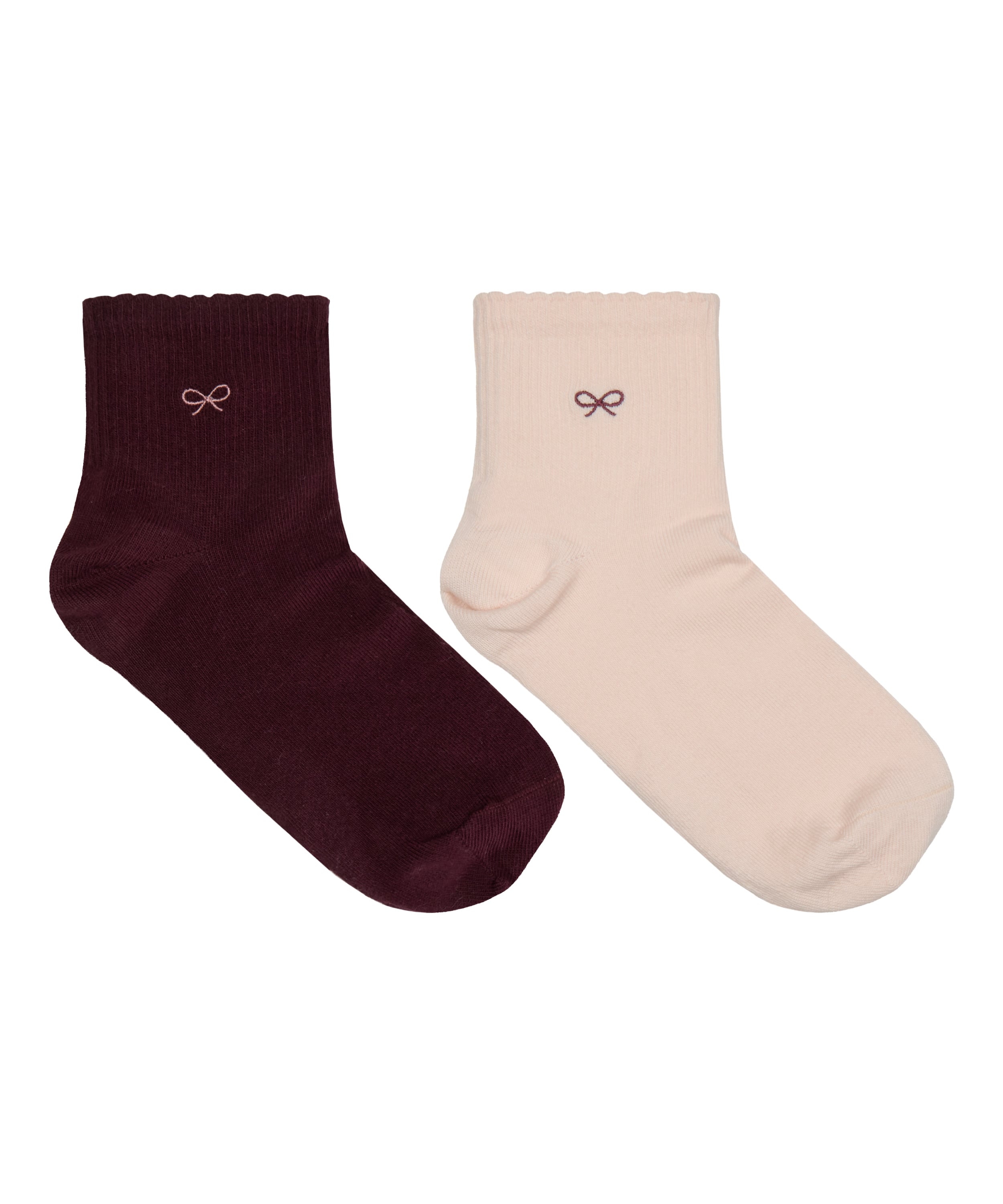 2 Pair Cotton Half Crew Socks, Pink, main