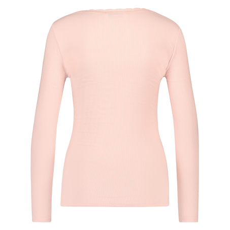 LS ribbed top R-neck, Pink