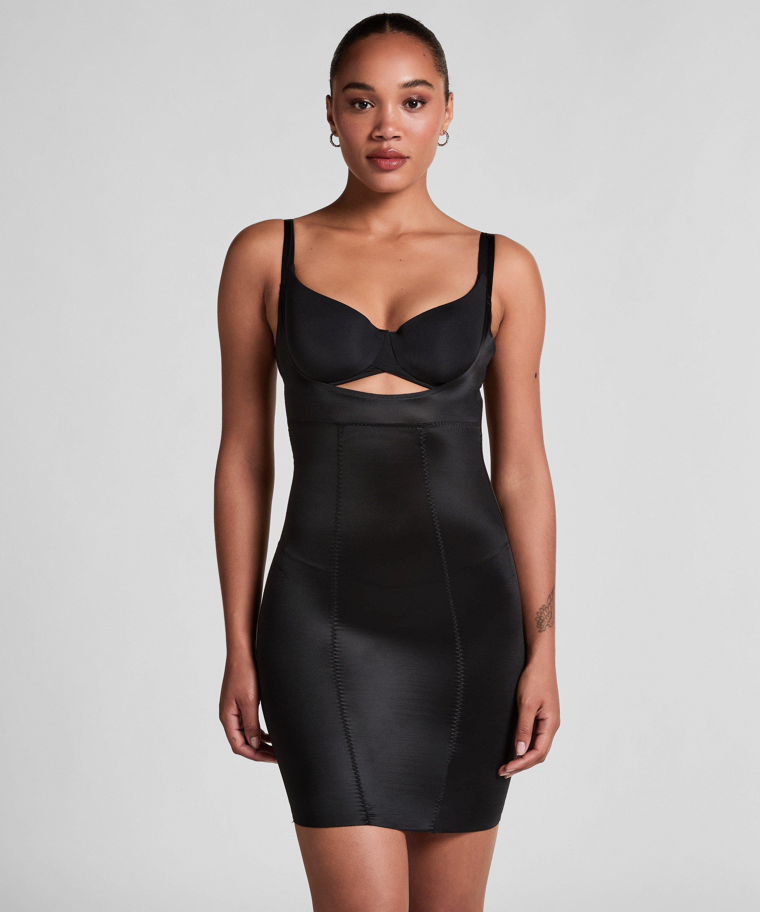 Sculpting scuba dress, Black, main