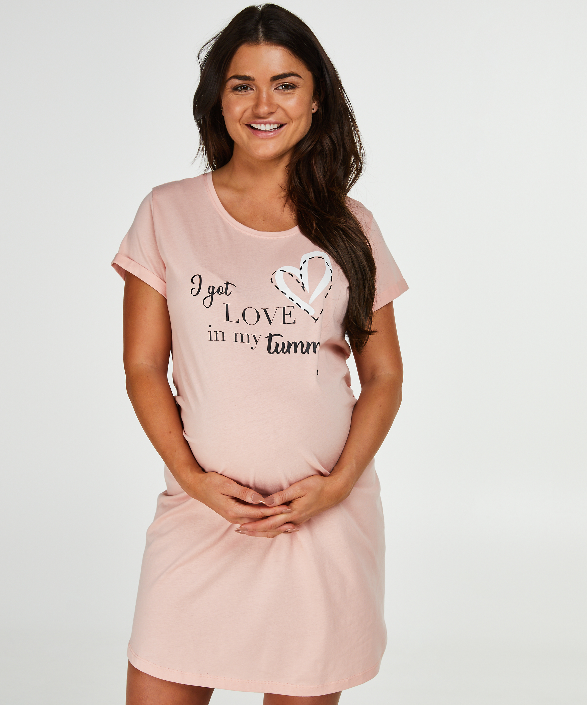 Short-Sleeved Maternity Nightshirt, Pink, main