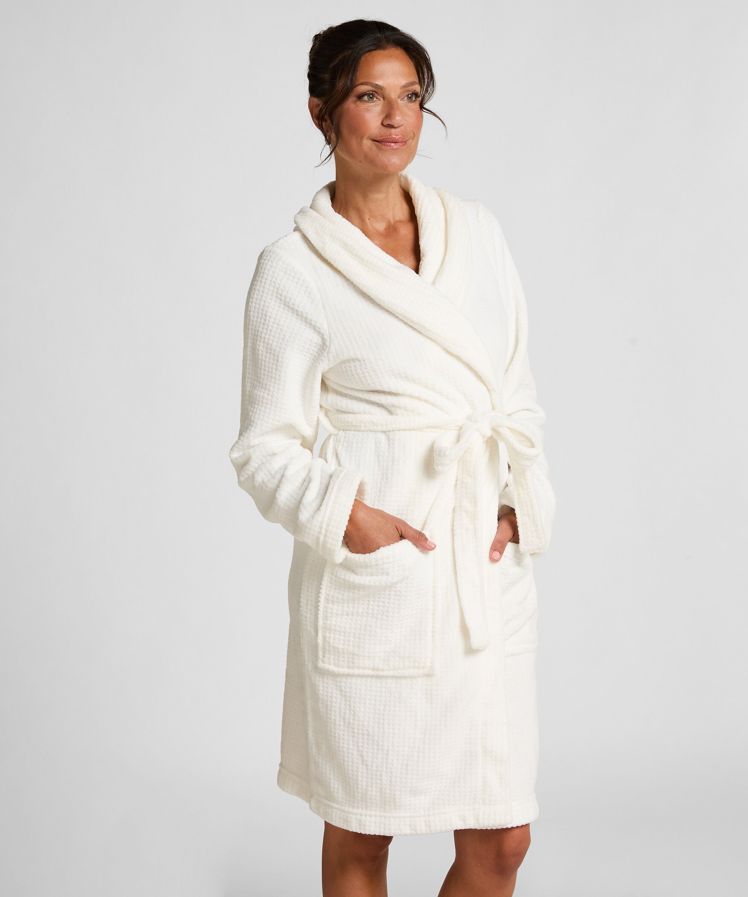 Fleece Bathrobe, White