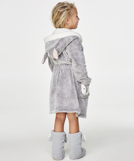 Kids Fleece Bathrobe, Gray