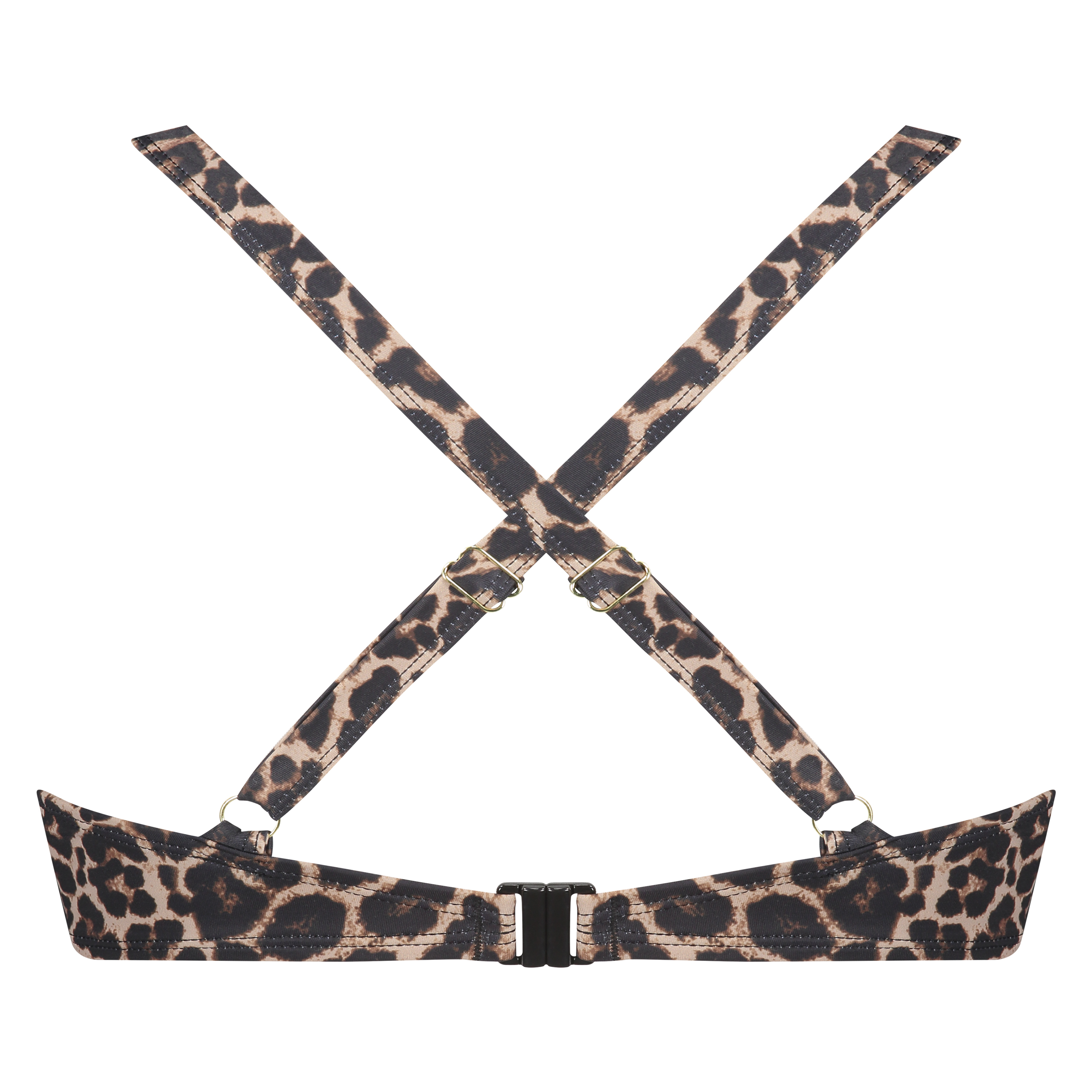 Leopard padded underwired bikini top, Beige, main