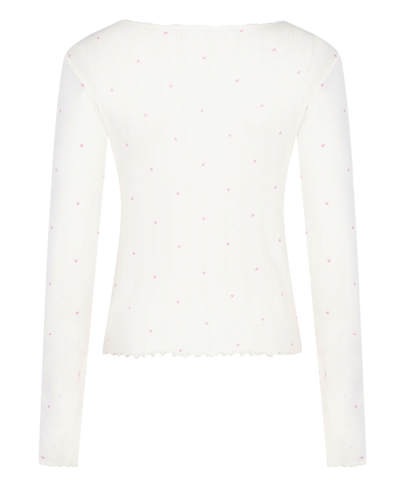 Pointelle Pyjama Top, White