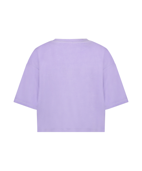 Short-sleeve velours top, Purple