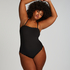 Bandeau Scallop Swimsuit, Black