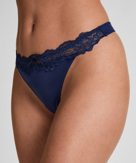 Lace & Shine Thong, Blue