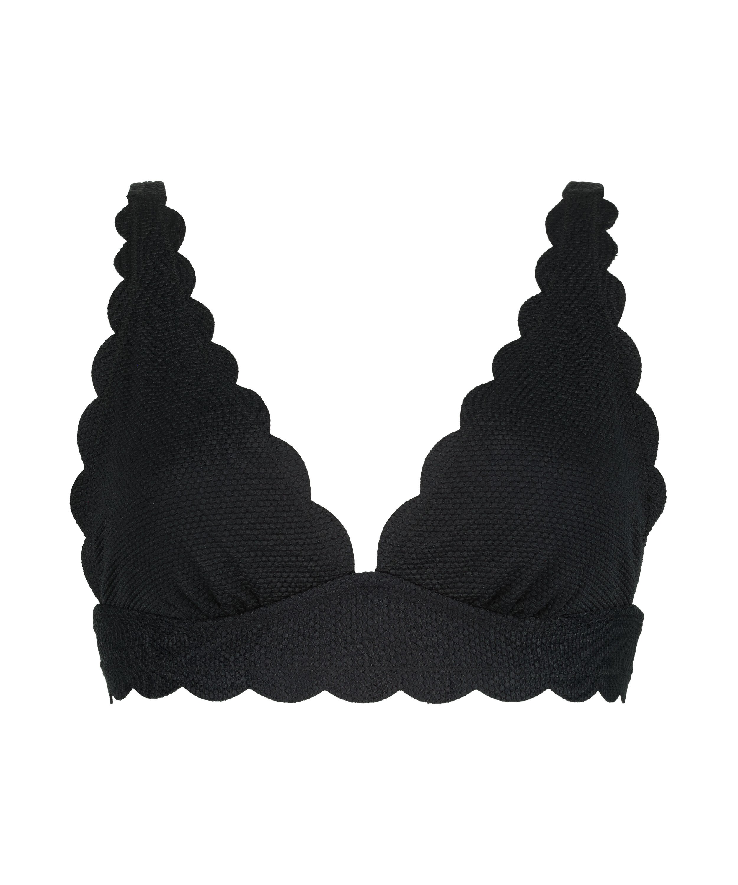 Scallop triangle bikini top, Black