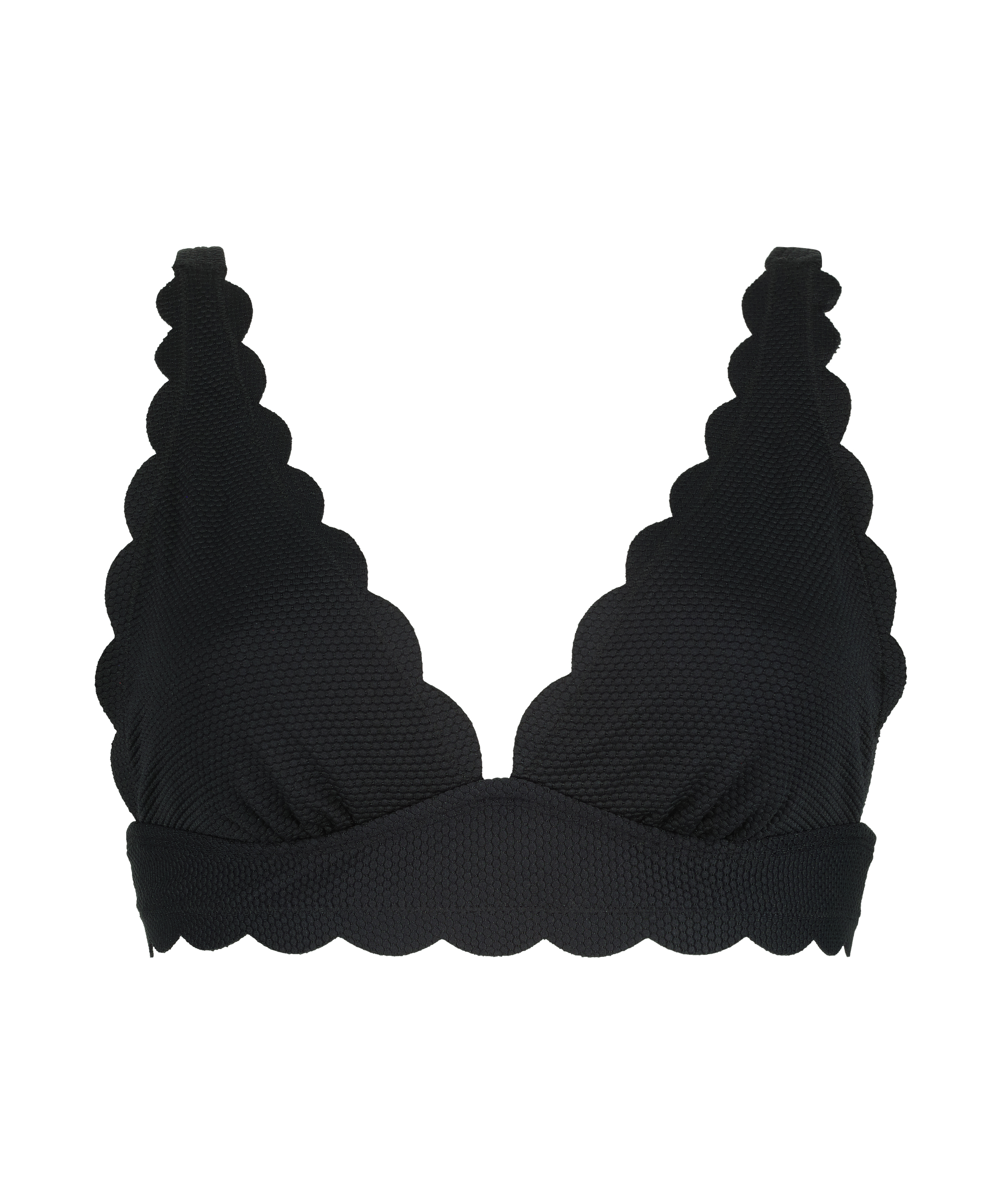Scallop triangle bikini top, Black, main