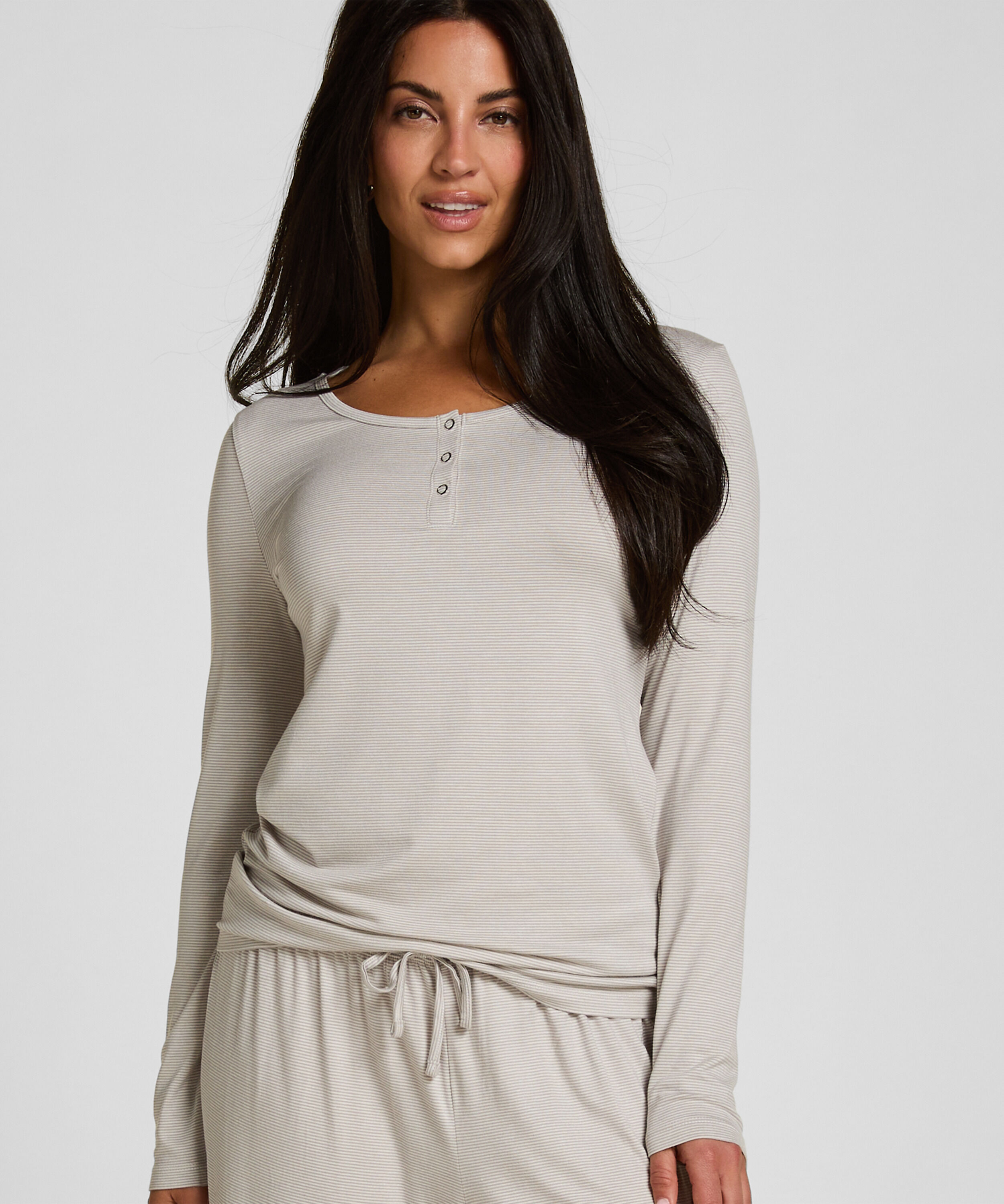 Pyjama Set Striped Henley, Gray