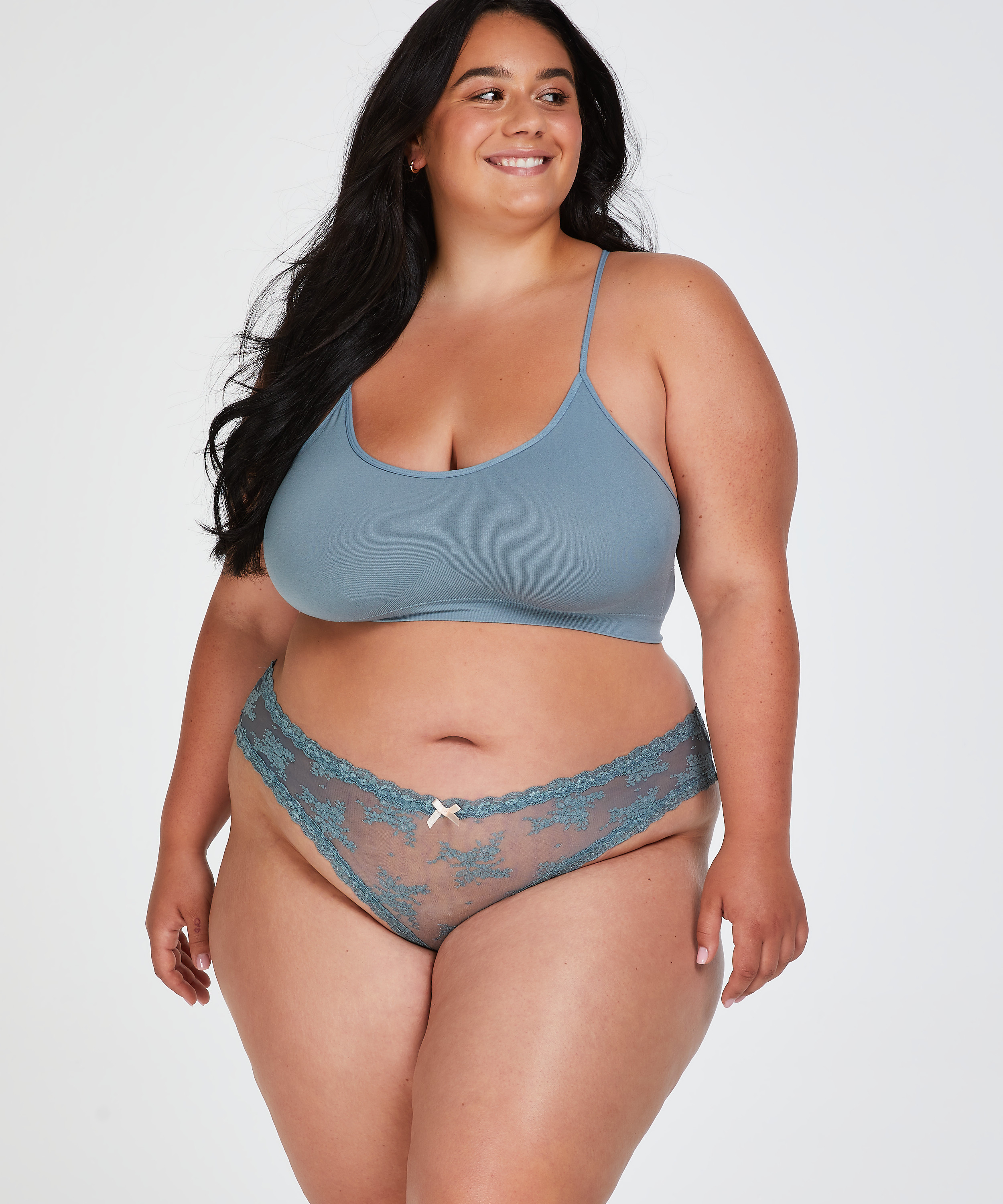 V-shaped Brazilian knickers mesh, Green, main